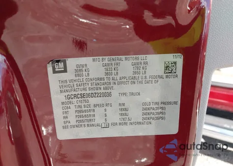 2013 Chevrolet Silverado 1500 Lt z USA, uszkodzony, nr VIN 1GCRCSE06DZ220036